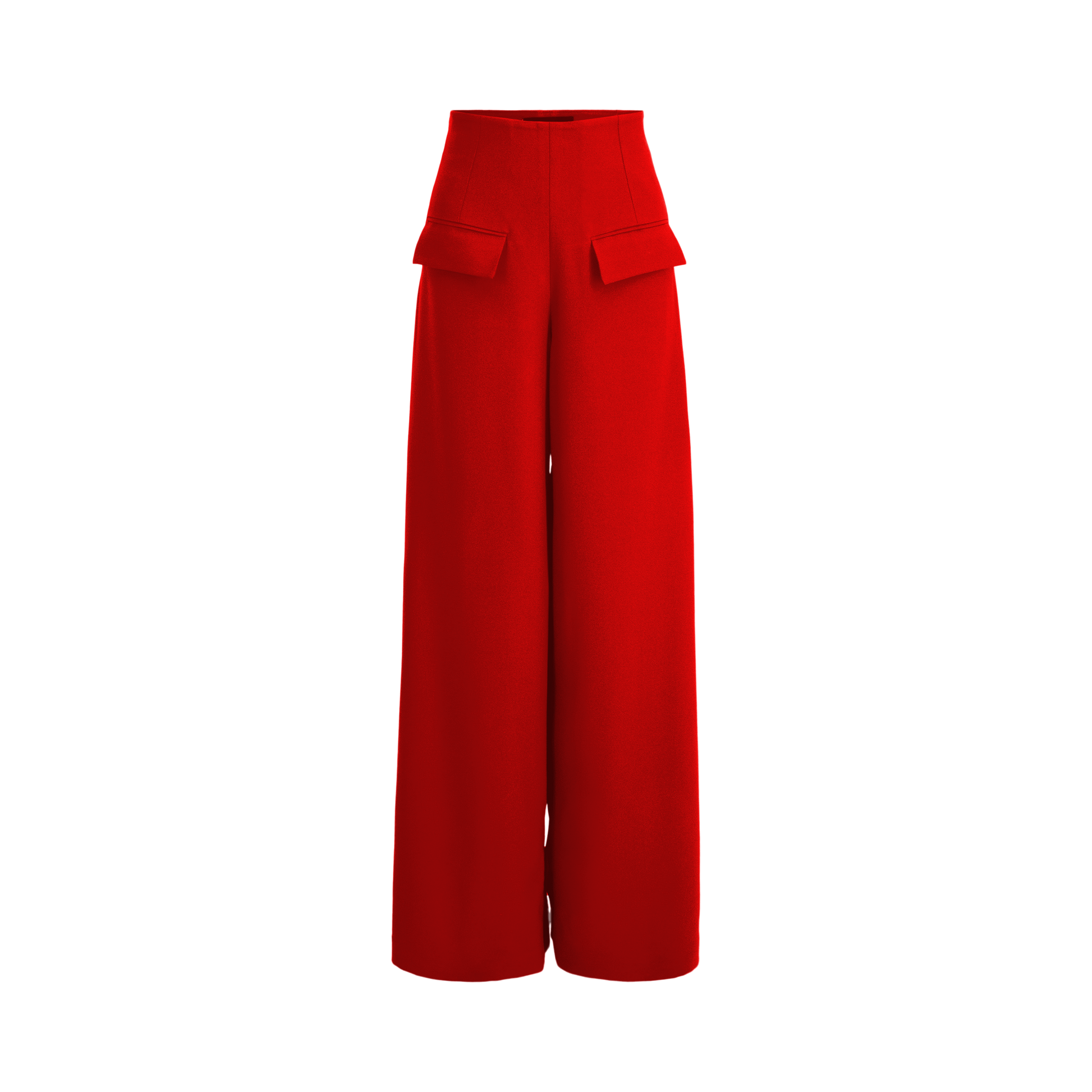 Red Women's High Waist Trousers, Wide Leg Pants for Women, Red